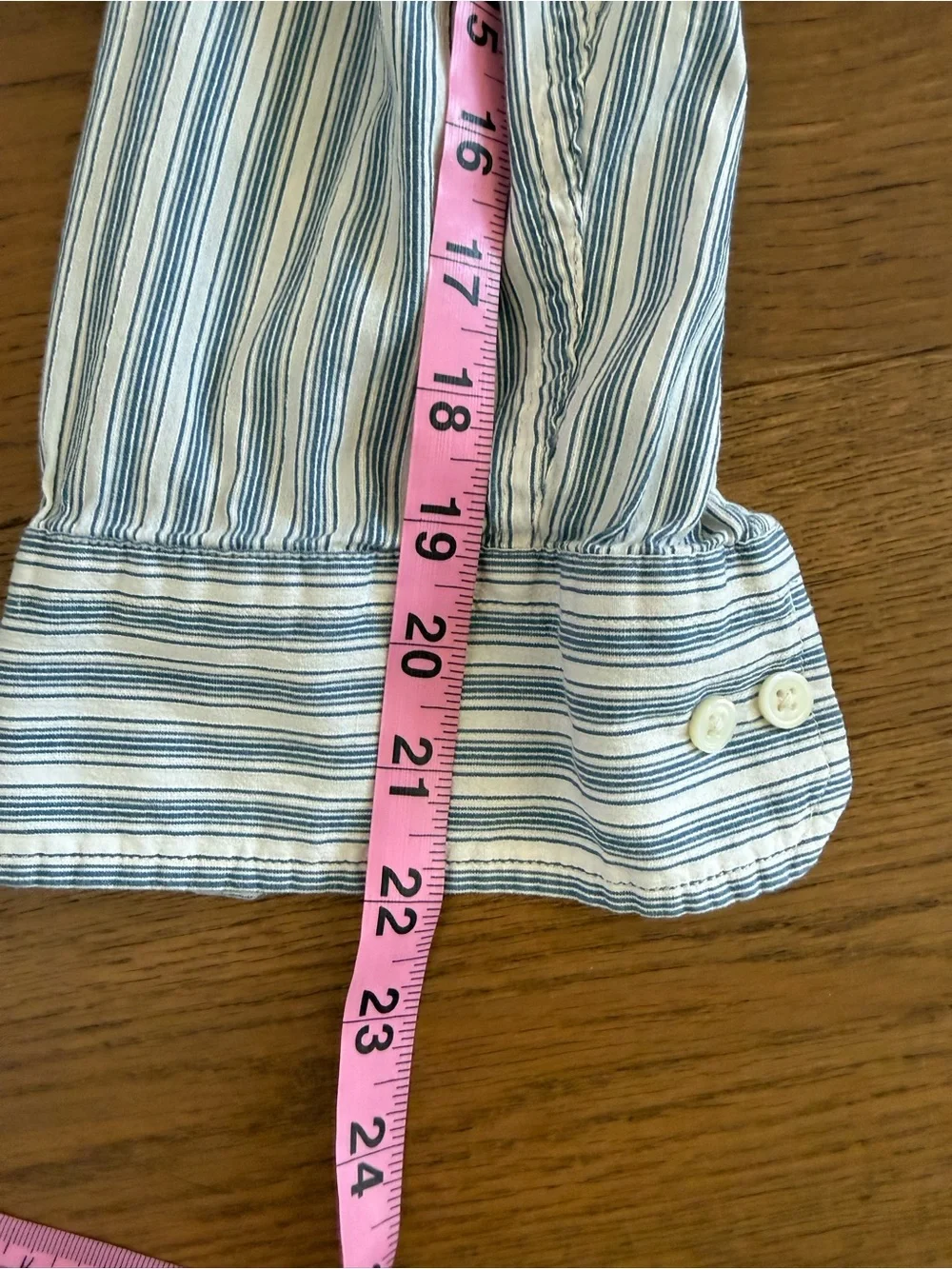Banana Republic Men's Light Blue and White Striped Button-Down Shirt